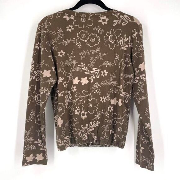 Fresh Produce Women's Floral Round‎ Neck Long Sleeve Top Blouse Brown Size Small - Picture 2 of 9